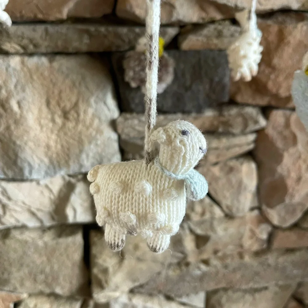 New🌟BlaBla Crocheted Sheep Mobile-yellow/white/gray